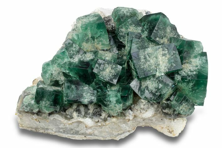 Fluorescent Green Fluorite On Quartz - Diana Maria Mine, England #254797